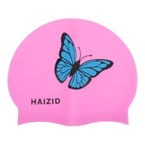 Unique Bargains 1 Pc Silicone Butterfly Pattern Swim Cap Pink