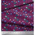 thumbnail image 2 of Soimoi Georgette Viscose Fabric Star,Planet & Alien Cartoon Printed Fabric 1 Yard 42 Inch Wide, 2 of 3