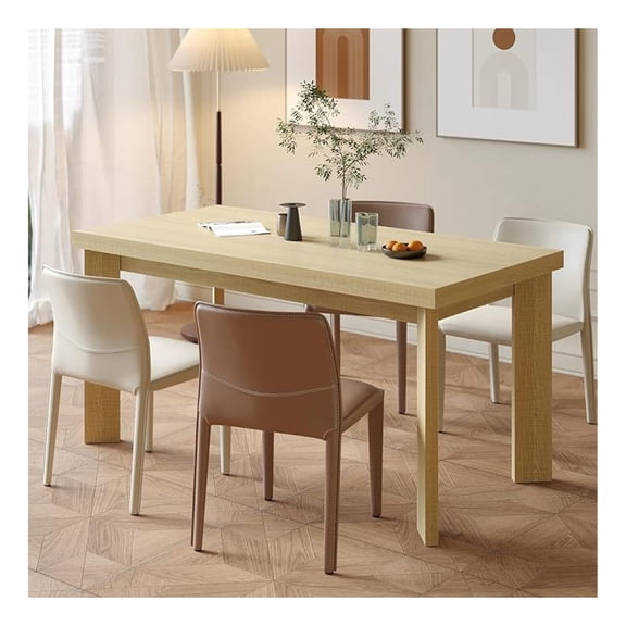 63 Inch Dining Table for 6, Indoor Outdoor Dining Table with Wood Legs, Kitchen Table with Large , Rectangular Dinner Table for Dining Room, Living Room, Kitchen, Natural