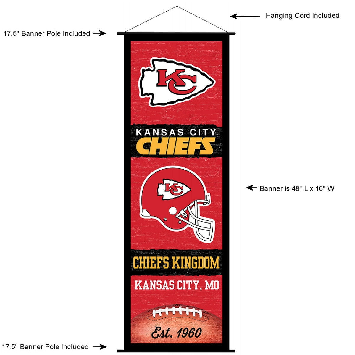 Kc Chiefs Indoor Banner Wall Canvas Art Walmart Com Walmart Com
