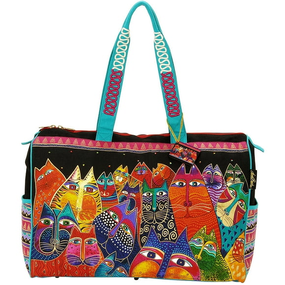 Laurel Burch Travel Bag Zipper Top 21"X8"X16"-Fantasticats LB5231