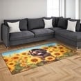 thumbnail image 3 of Newfoundland Hello Summer Sunshine Sunflowers Spring Retro Vintage Indoor Rug Newfie Dog Lover Gifts Carpet Living Bed Room Sofa Home Decor - 00008, 3 of 5