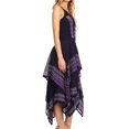 thumbnail image 4 of Sakkas Batik Corset Style Bodice Handkerchief Hem Dress - Black / Purple - One Size, 4 of 4