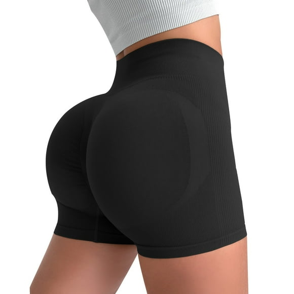 Shorts Noirs pour Femmes Shorts d'Entraînement Impact 4.5 Pouces Scrunch Lissage des Fesses Shorts de Gym Seamless Booty Biker Shorts