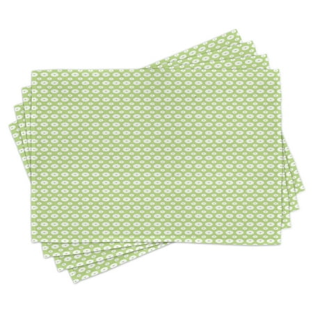 

Retro Placemats Set of 4 Vintage Geometrical Big and Small Polka Dots Inner Circles Symmetric Image Washable Fabric Place Mats for Dining Room Kitchen Table Decor Pale Green and White by Ambesonne