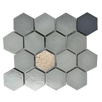 Lugo 12.1" x 10.43" Lava Stone Mosaic Floor and Wall Tile in Grey (Pack of 9)