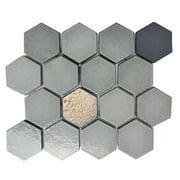 Lugo 12.1" x 10.43" Lava Stone Mosaic Floor and Wall Tile in Grey (Pack of 9)