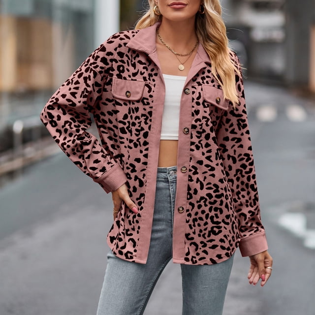 Camisa Chaqueta con cuello vuelto para mujer, ropa de calle informal holgada para mujer (rosa XXL) Ygjytge Rosa T XXL para Mujer