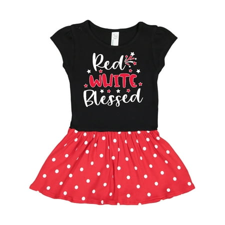 

Inktastic 4th of July Red White Blessed Fireworks Gift Toddler Girl Dress