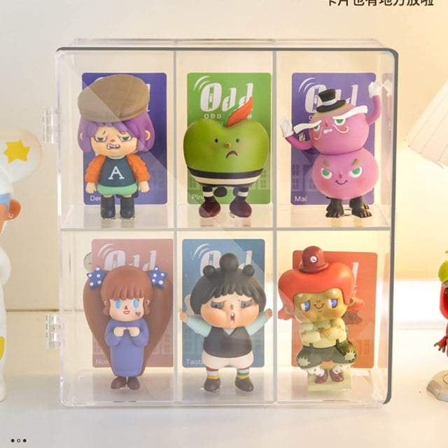 Vitrina transparente de escritorio con cubos separados, resistente al agua y al polvo, para figuras, muñecas y juguetes, 6 cubos, 19 x 6 x 21 cm