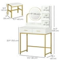 thumbnail image 3 of HOMCOM Makeup Vanity Desk and Stool Set with Mirror, Drawer, White, 3 of 10