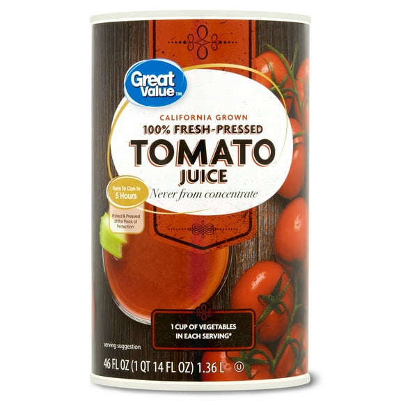 Great Value 100% Fresh-Pressed Tomato Juice, 46 fl oz