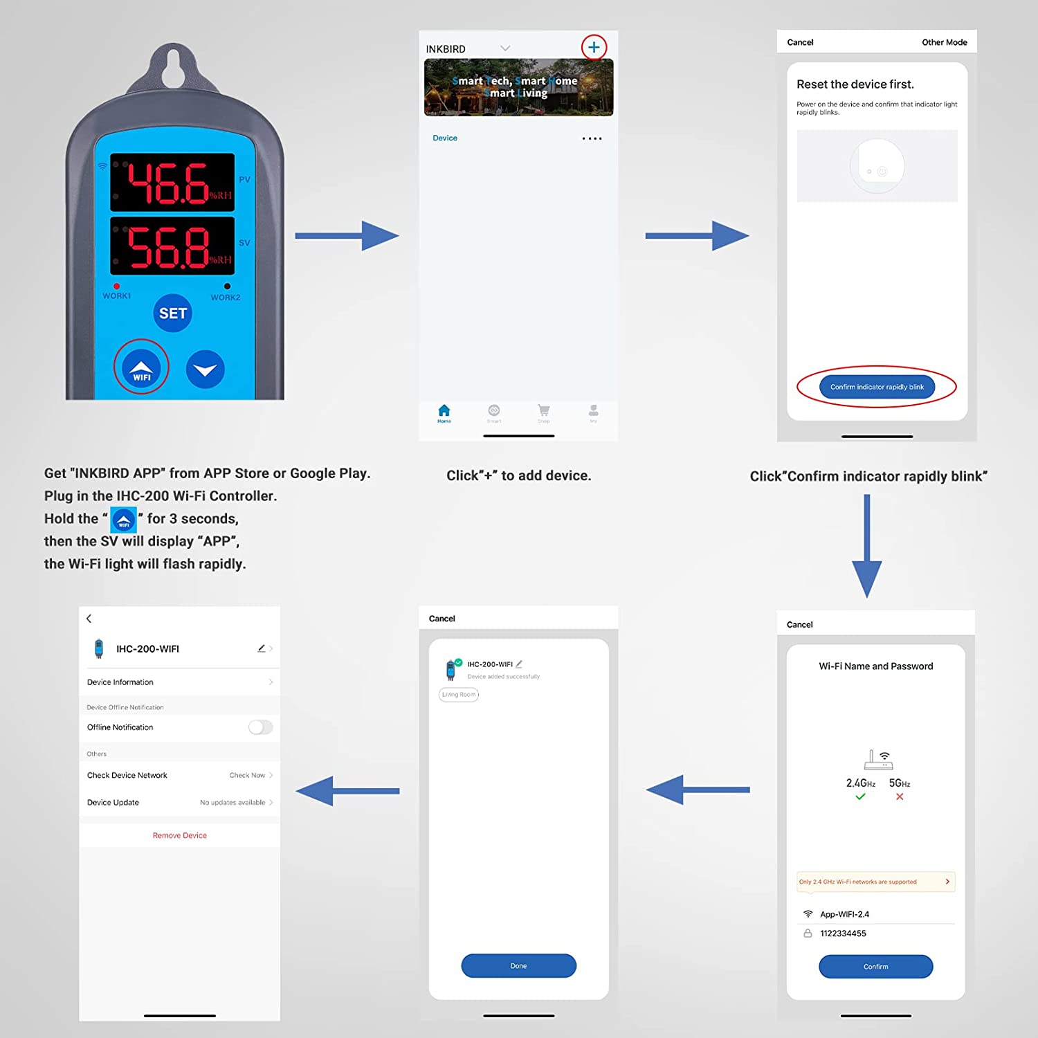 IHC-200 Digital Wi-Fi Humidity Controller Dual Outlet Pre-Wired Humidistat for Mushroom Growing Reptile Greenhouse Support iOS Android App Remote Control