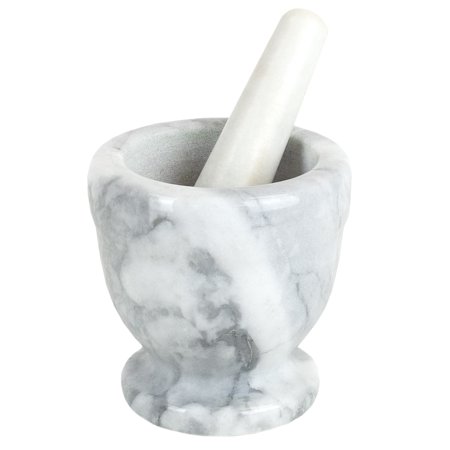 Home Basics Marble Mortar and Pestle  White