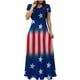 thumbnail image 1 of Vestidos de Verano de Manga Corta para Mujer Día de la Independencia Impreso Cuello Redondo Vestido Largo con Bolsillo, Poliéster Desgaste Casual, Lavado de Manos, 1 of 5