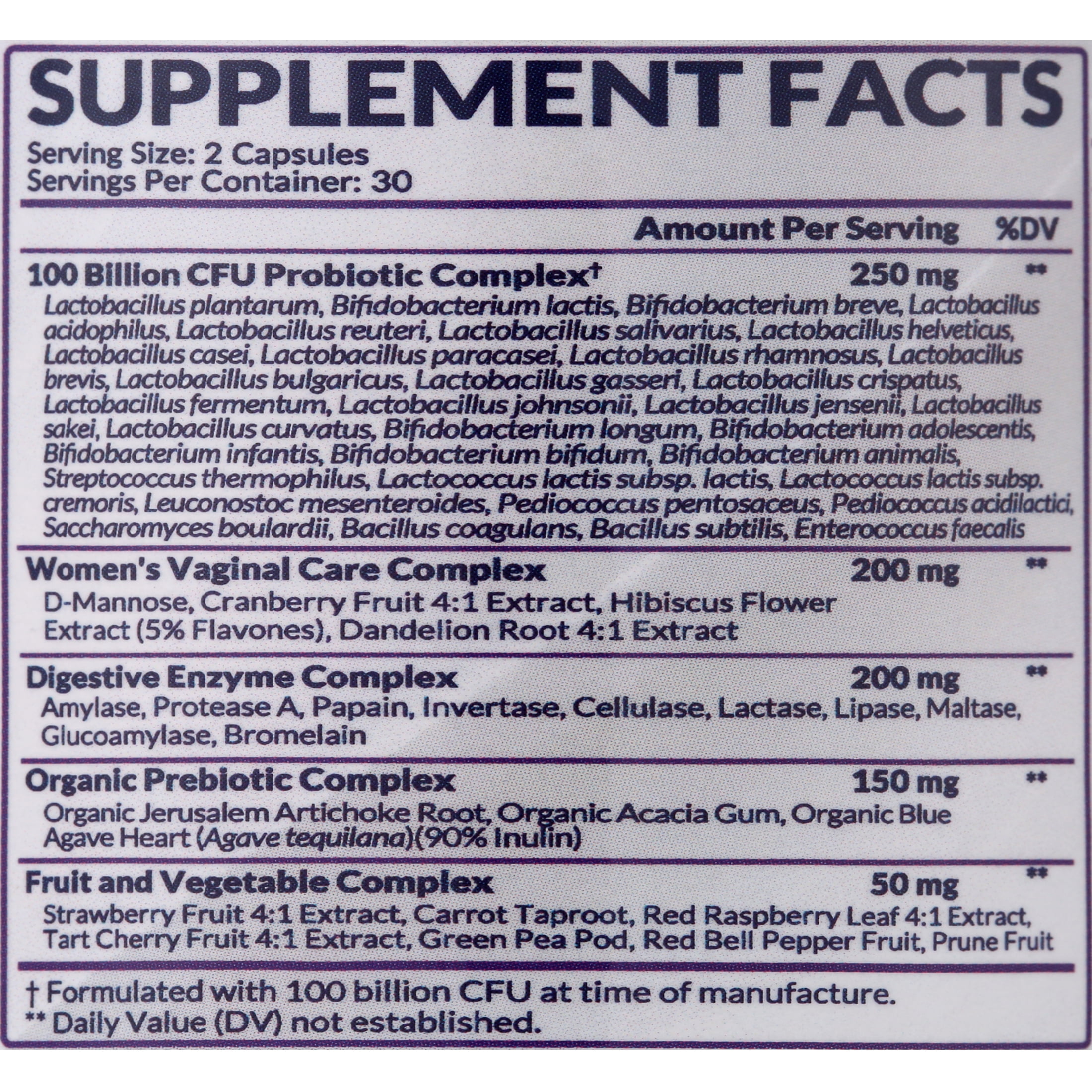 Probiotics for Women 100 Billion CFU with Prebiotics, Digestive Enzymes, & UT Protection, Women's Probiotic for Adults, Shelf Stable Probiotic Supplement, 30 Capsules