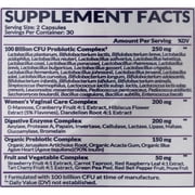 Probiotics for Women 100 Billion CFU with Prebiotics, Digestive Enzymes, UT Protection, Women's Probiotic for Adults, Shelf Stable Probiotic Supplement, 30 Capsules