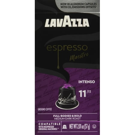 Lavazza Espresso Intenso Medium Dark Roast Arabica & Robusta Aluminum Capsules Compatible With Nespresso Original Machines, 10 Count, Intense And Full-Bodied, Intensity 11 Of 13