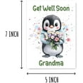 thumbnail image 2 of Get Well Soon Grandma Card - Penguin Get Well Card - Feel Better Card - Penguin Holding Flower Card - Greeting Card - Speedy Recovery Card$$Office, 2 of 8