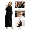 thumbnail image 3 of LOFIR Womens Zipper Front Robe, Long Plush Hooded Fleece Soft Bathrobes for Women Housecoat Sleepwear Pajamas (S/M, Black), 3 of 7