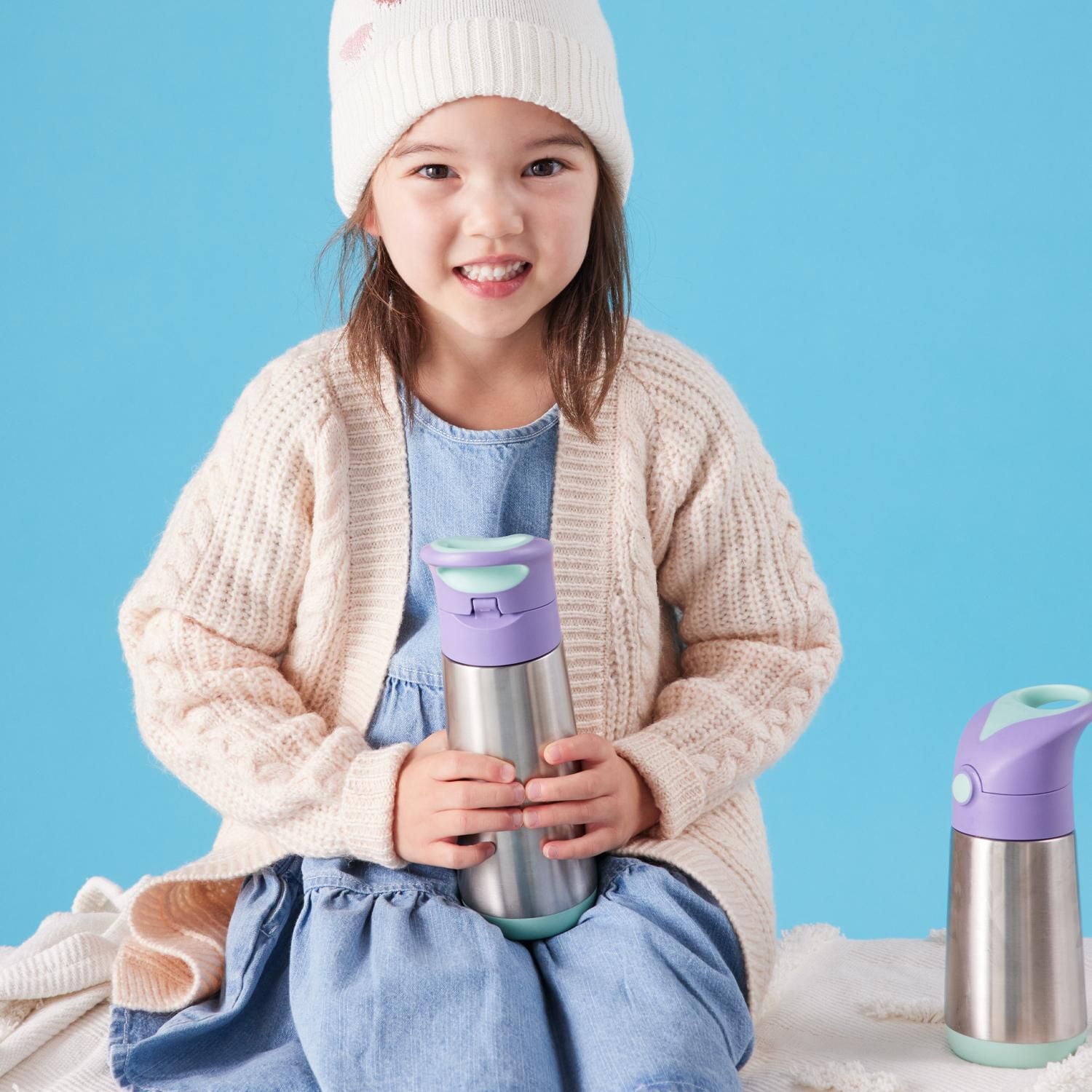 b.box - 16.9 oz Insulated Water Bottle: Keeps Drinks Cold up to 15 Hours, Warm up to 8 Hours. Triple Wall Stainless Steel Kids Water Bottle. Dishwasher Safe