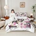 thumbnail image 4 of Erosebridal Pink Fashion Bedding Sets Twin with Comforter, Female Perfume Duvet Insert, High Heels Reversible Comforter Sets Twin Size, Ultra Soft Room Decor, 2 Pieces, 4 of 8