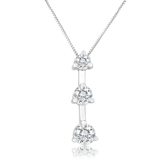 1/2ctw Diamond Three Stone Snow Pendant Necklace in 10k White Gold