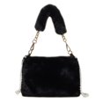 thumbnail image 1 of Luxury Soft Fluffy Furry Coin Purse Faux Fur Plush Tote Bags Pearl Chain Bag Phone Bag Plush Shoulders Bags BLACK, 1 of 8