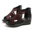 thumbnail image 3 of KBODIU Women's Open Toe Buckle Ankle Platform Wedge Sandals Women's Fish Mouth Rhinestone Hollow Out Sandals Back Zipper Wedge Heels Sandals, 3 of 4