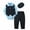 Blue, variant on CARETOO Newborn Baby Boy Clothes Suit Formal Outfits Suspender Pants Beret Hat Wedding Cotton Fabric