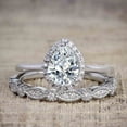 thumbnail image 3 of 2 Carat Pear cut Moissanite and Diamond Halo Wedding Ring Set in White Gold, 3 of 4