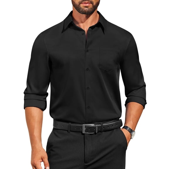COOFANDY Mens Dress Shirts Long Sleeve Button Down Shirt Regular Fit Formal Business Shirts