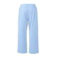 thumbnail image 5 of Fabrcox Mens Linen Pants Baggy Wide Leg Men's Summer Pants Beach Vacation Yoga Lightweight Drawstring Big and Tall Men's Lounge Pants with Pockets Blue L, 5 of 9