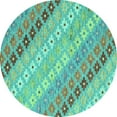 thumbnail image 1 of Ahgly Company Indoor Round Southwestern Turquoise Blue Country Area Rugs, 3' Round, 1 of 4