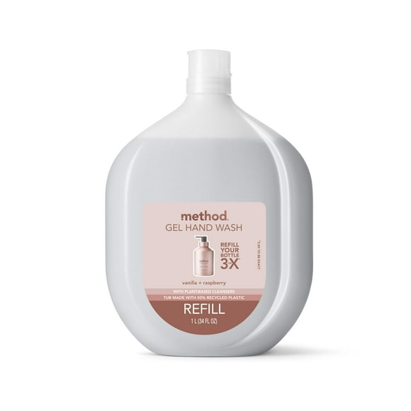 Method Gel Hand Soap Refill, Vanilla + Raspberry, Biodegradable Formula, 34 Fl Oz (Pack of 1) (Packaging May Vary)