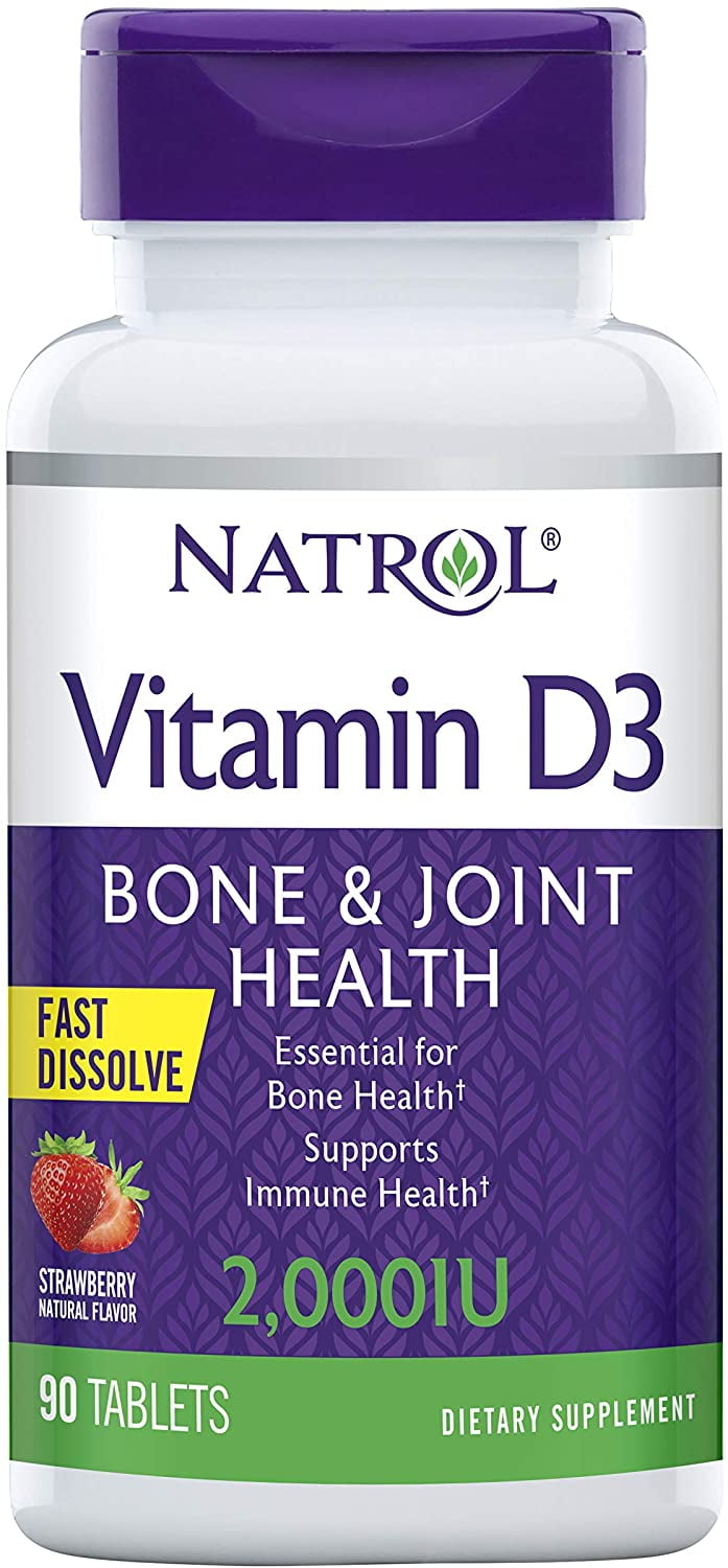 Natrol, Vitamin D3, Bone & Joint Health, Strawberry , 2,000 IU, 90