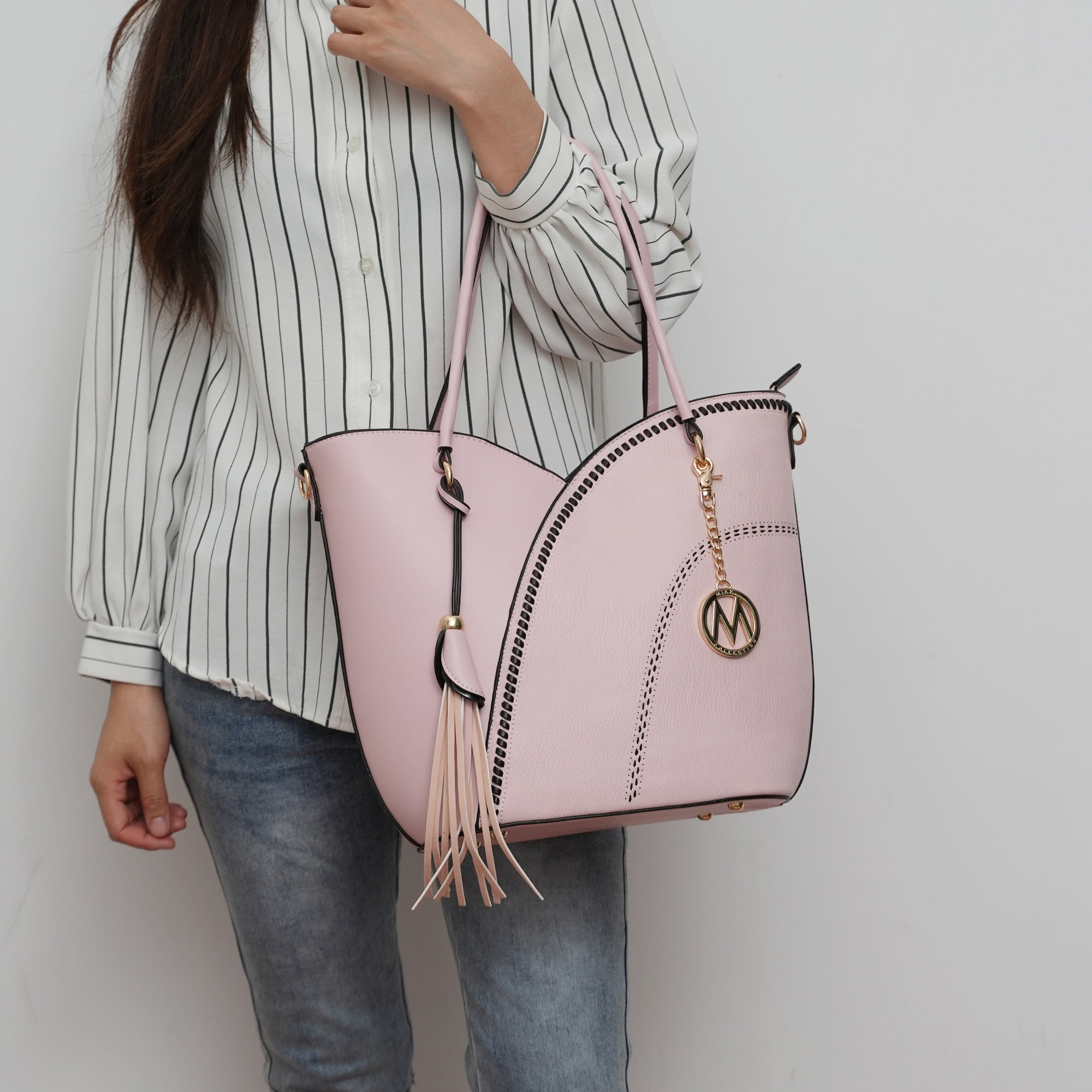 MKF Collection Imogene Women's Tote Bag with Wristlet Wallet, Vegan Leather Shoulder Bag Handbag Set by Mia K -Wine