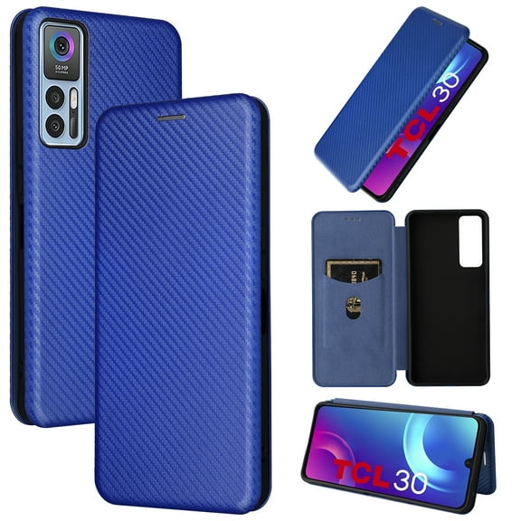 For TCL 30 5G / 30  Carbon Fiber Texture Horizontal Flip Leather Phone Case