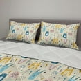 thumbnail image 2 of Jungle Cartoon Comforter & Sham Bedding Set, Funny Pattern with Animal Flowers Stars and Spots, 3 pcs Duvet Set Microfiber Filling Quilt, 5 Sizes, Cream Multicolor, by Ambesonne, 2 of 4