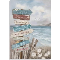 Aqua Beach Inspirational Wall Art: Framed Motivational Wall Decor Ocean Scenery Positive Canvas Prints For Bathroom Bedroom Home Decorations 12"x16"