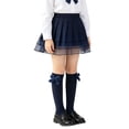 thumbnail image 2 of fnnxnal Girls School Uniform Knee High Socks with Bow, Cotton Breathable, Navy, Sizes 3-4/5-6/7-8,Size 3-4T, 2 of 5
