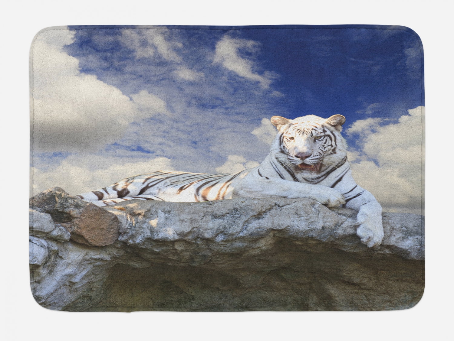 Tiger Bath Mat, Bengal Hunter Surveying What is Beneath It from Top