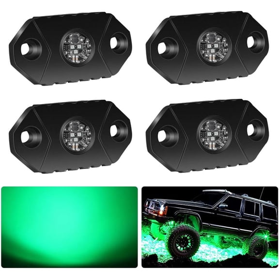 EK ENNOKING 4 Pod Green LED Exterior Decorative Lights Fits Truck, Jeep, Car, Boat, ATV, SUV, Motorcycle, Off-road