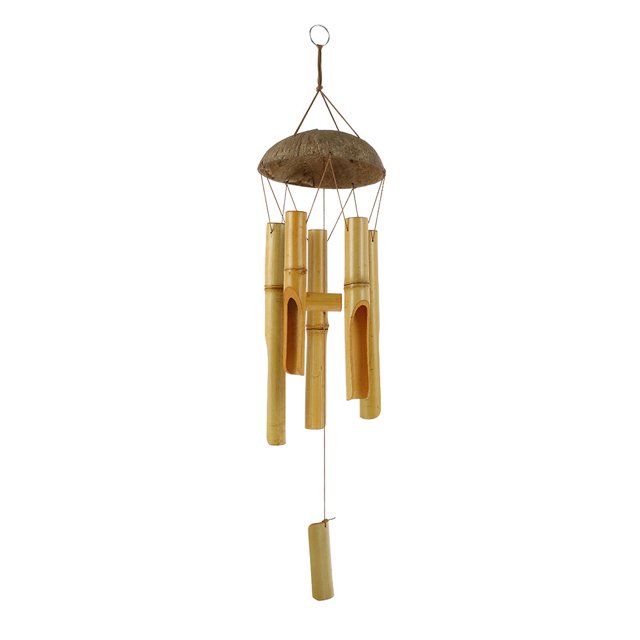 Muyoka Carillón de viento de cáscara de coco de bambú para interiores y exteriores, decoración hecha a mano para jardín y balcón, regalo colgante Muyoka Hogar