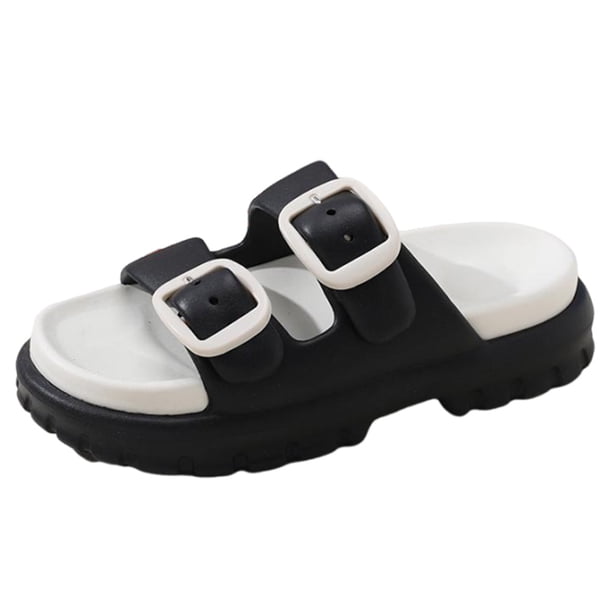 Likrtyny Cloud Slides Sandalias Playa Ajustables Con Doble Hebilla para Mujeres Y Hombres (negro 9.5)