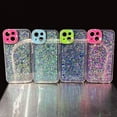 thumbnail image 5 of Compatible with iPhone 15 Pro Luminous Case Glow in The Dark Noctiluncent Fluorescent Glitter Case for Women Girls Rhinestone Bling Diamond Camera Bumper Shockproof Phone Cover, Purple, 5 of 8