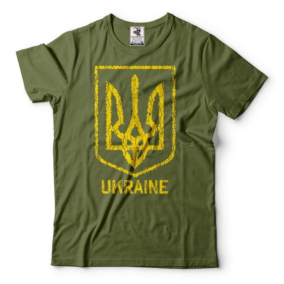 Mens Ukraine Trident Shirt Ukraine Military Green Shirt Ukraine Patriotic Shirt Ukraine Support Tee