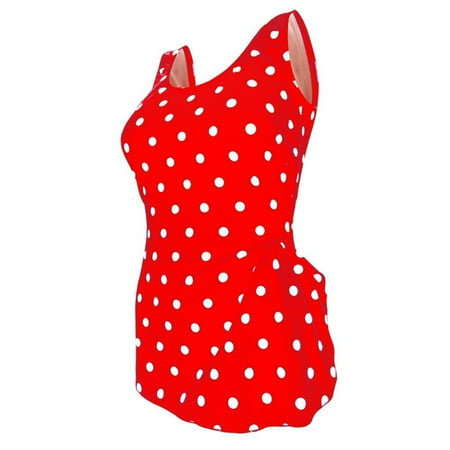 Deep Blue Womens Red White Dot Front Sarong One Piece Plus Size (Best Swimwear Style For Plus Size)