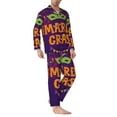 thumbnail image 2 of Salouo Mardi Gras2 Print Button-Front Long Sleeve Pajama Set for Men, Soft 2Pjs Men's Long Sleeve Sleepwear-Large, 2 of 7