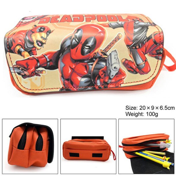 Estuche de lápices de Los Vengadores de Anime de Disney, bolsa de lápices de Spiderman de doble capa de gran capacidad, papelería para estudiantes, suministros escolares, bolsa Linda Fivean unisex